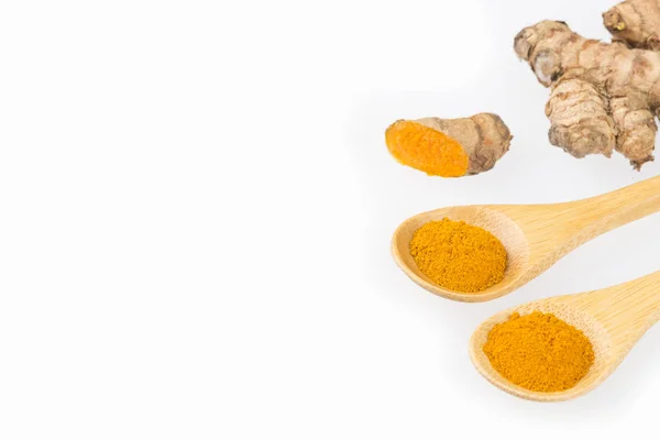 Frische Bio Wurzel Und Kurkuma Pulver Curcuma Longa — Stockfoto