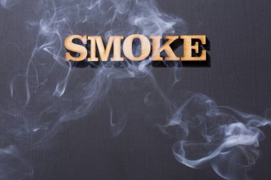 Ahşap harflerle - üstten görünüm duman kelimesini