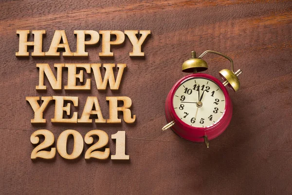Ρολόι Ξυπνητήρι Κείμενο Του 2021 Νέο Έτος Έννοια — Φωτογραφία Αρχείου