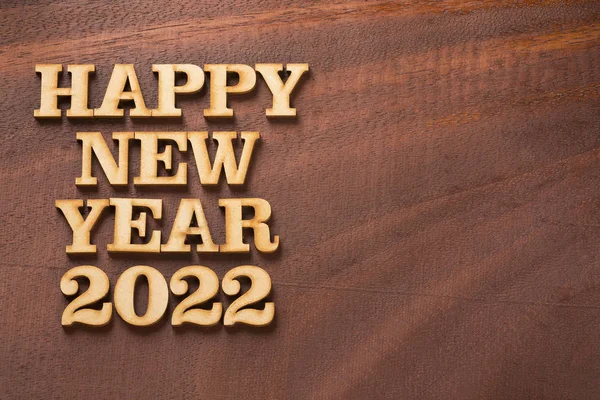 Ευτυχισμένο Νέο Έτος 2022 Ξύλινα Γράμματα Κείμενο Χώρο — Φωτογραφία Αρχείου