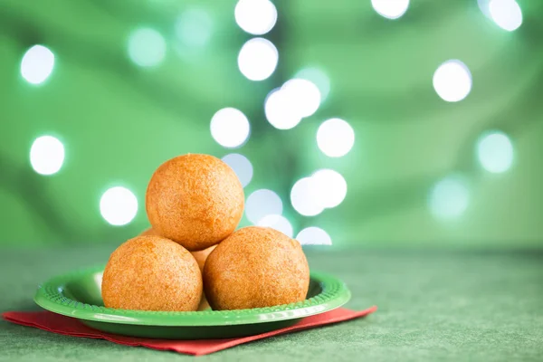 Traditional Colombian Bunuelo Deep Fried Cheese Bread Christmas Atmosphere — Stock Photo, Image