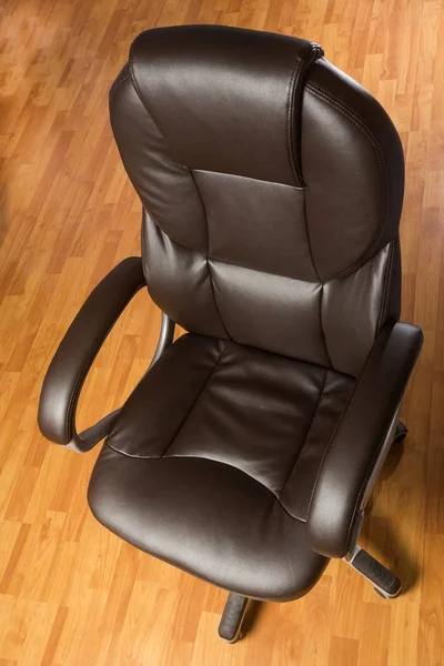 Brown Leather Office Chair Top View Deformity — Stock Photo, Image