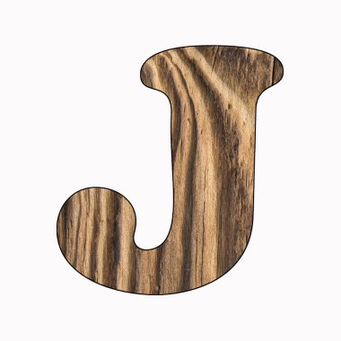 J, rustik ahşap alfabe harf beyaz arka plan üzerinde