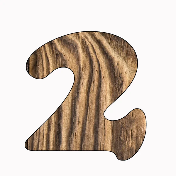 Číslo Rustikální Dřevo Izolovaných Bílém Pozadí — Stock fotografie