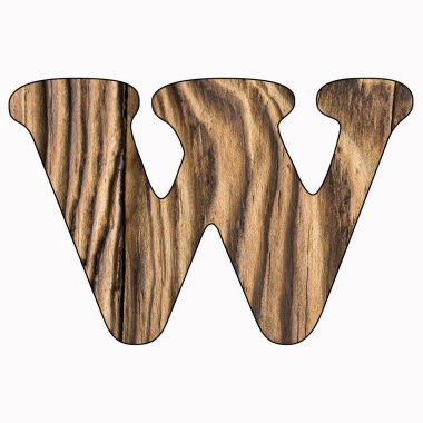 W, rustik ahşap alfabe harf beyaz arka plan üzerinde