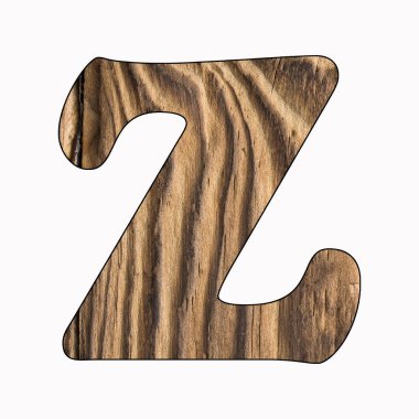 Z, rustik ahşap alfabe harf beyaz arka plan üzerinde