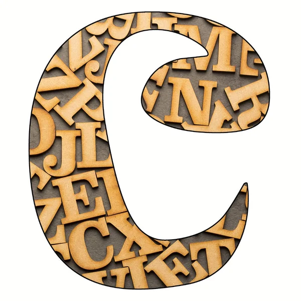 C, Letter of the alphabet - Wooden letters. White background