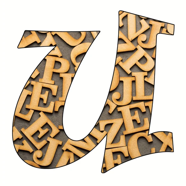 U, Letter of the alphabet - Wooden letters. White background