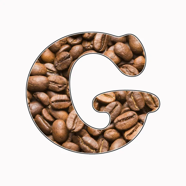 字母表的字母 咖啡豆背景 科韦亚 — 图库照片