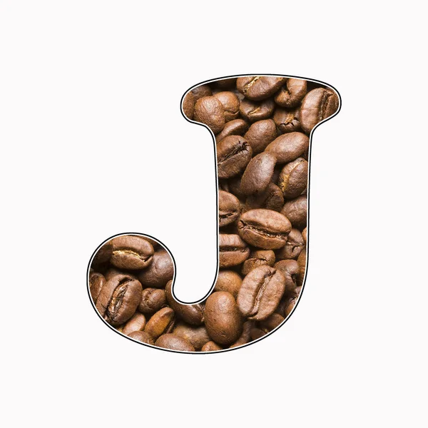 字母表的字母 咖啡豆背景 科韦亚 — 图库照片