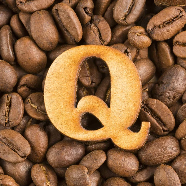 Letter Alphabet Wood Background Coffee Beans Coffea — Stock Photo, Image