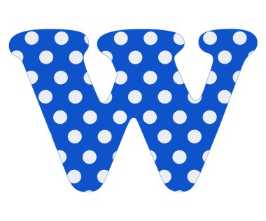 Harf W - beyaz daireler mavi zemin üzerine