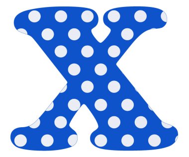 Harf X - beyaz daireler mavi zemin üzerine