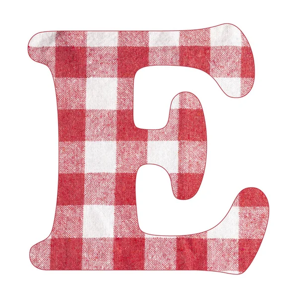 Letter E - Red checkered napkin background