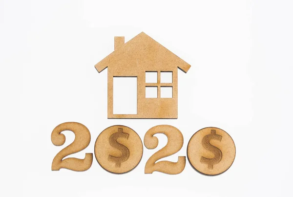 Poupança Para Compra Casa 2020 Fundo Branco — Fotografia de Stock