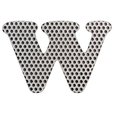 Harf W - paslanmaz çelik sac yumruk attı. Beyaz arka plan