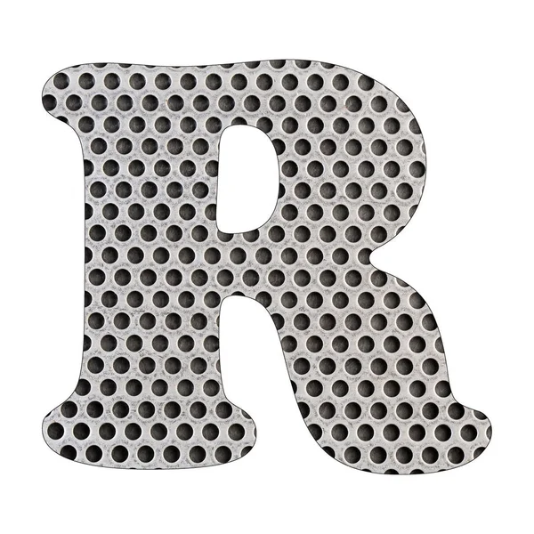 Буква Алфавита Перфорированный Металлический Лист Нержавеющей Стали Белый Фон — стоковое фото