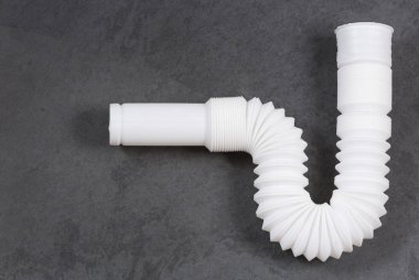 Plastik boru su çukuruna, plastik esnek sifon izole - sahip. Üstten görünüm