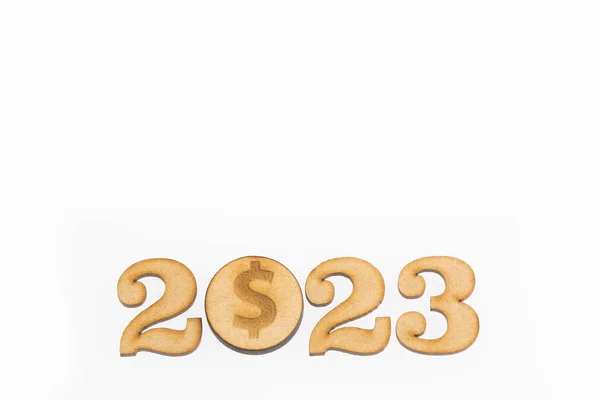 Begroting Voor Het Jaar 2023 Besparingen Concept Witte Achtergrond — Stockfoto