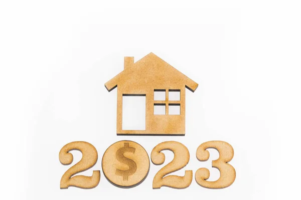 Sparen Voor Huisaankoop 2023 Witte Achtergrond — Stockfoto