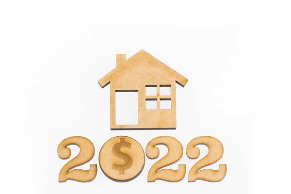 Poupança Para Compra Casa 2022 Fundo Branco — Fotografia de Stock