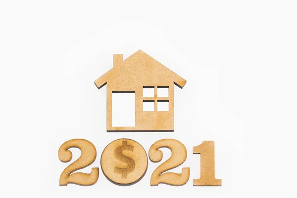 Sparen Voor Huisaankoop 2021 Witte Achtergrond — Stockfoto