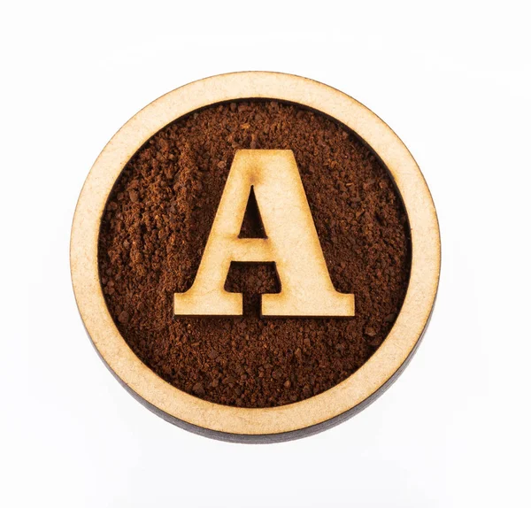 Ξύλινα Αλφάβητο Επιστολής Βιολογικό Καφέ Κοφέα — Φωτογραφία Αρχείου