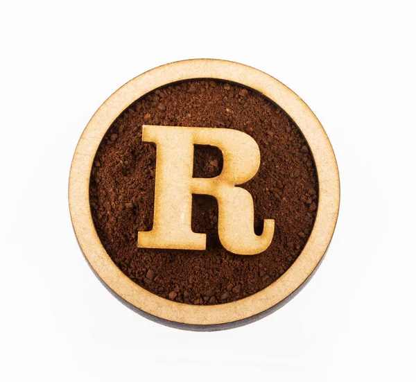 木製アルファベットの手紙 有機コーヒー コーヒーノキ — ストック写真