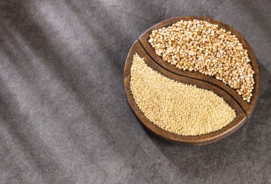 Haşhaş ve ham solmayan çiçek tohumları - Amaranthus. Metin alanı