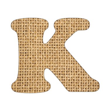 K, harf - çuval bezi arka plan dokusu