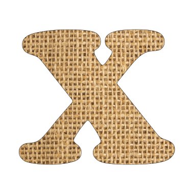 X, harf - çuval bezi arka plan dokusu