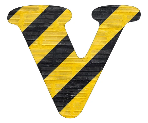 Lettre V - Lignes jaunes et noires. Fond blanc — Photo