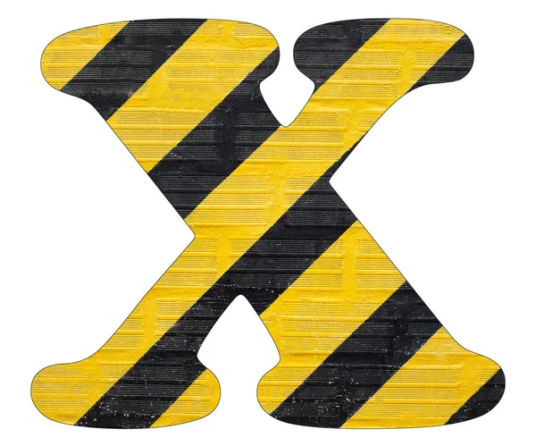 Mektup X - sarı ve siyah çizgiler. Beyaz arka plan — Stok fotoğraf