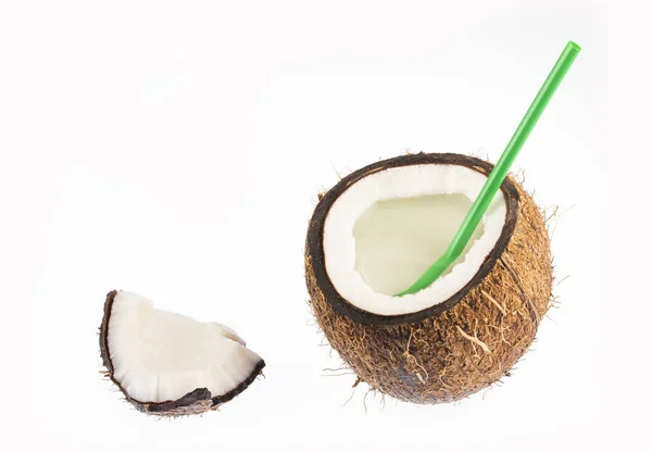 Friss bio kókusz víz - Cocos nucifera — Stock Fotó