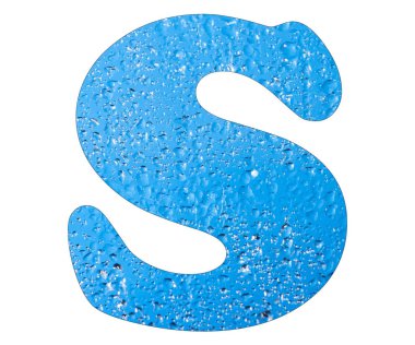 S harfi, mavi su damla - beyaz arka plan