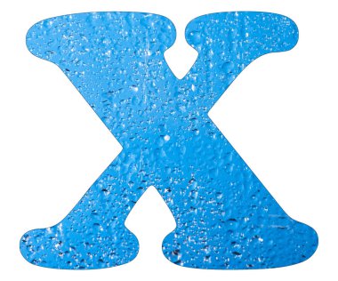 Mektup X, mavi su damla - beyaz arka plan