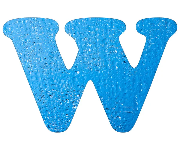 Carta W, gotas de água azul - Fundo branco — Fotografia de Stock