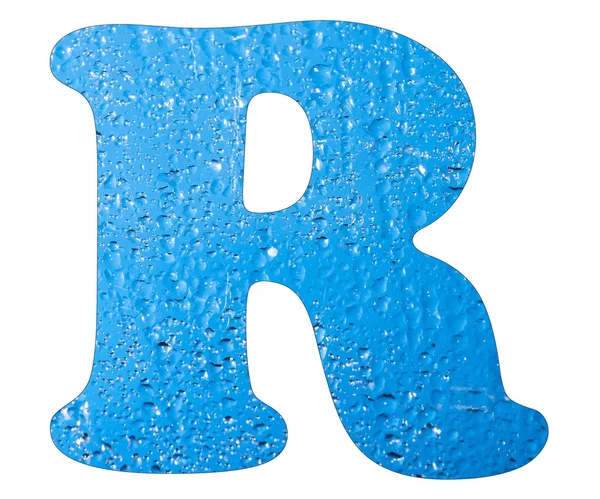 Letter R, Blue water drops - White background — Stock Photo, Image