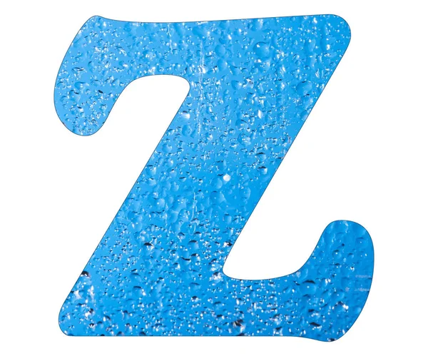 Carta Z, gotas de água azul - Fundo branco — Fotografia de Stock