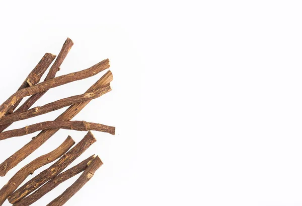 Licorice roots - Glycyrrhiza glabra - White background — Stock Photo, Image