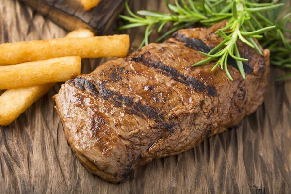 Round beef roast - Fried yucca. Top view