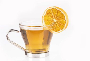 Limon Verbena ile çay-Aloysia citrodora. Beyaz arka plan