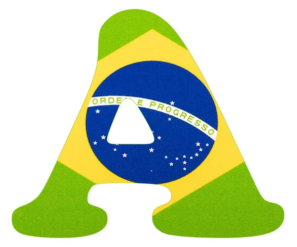 Lettera A Bandiera del Brasile. Fondo bianco — Foto Stock