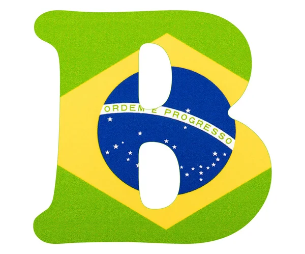 B levél-Brazília zászlaja. Fehér háttér — Stock Fotó