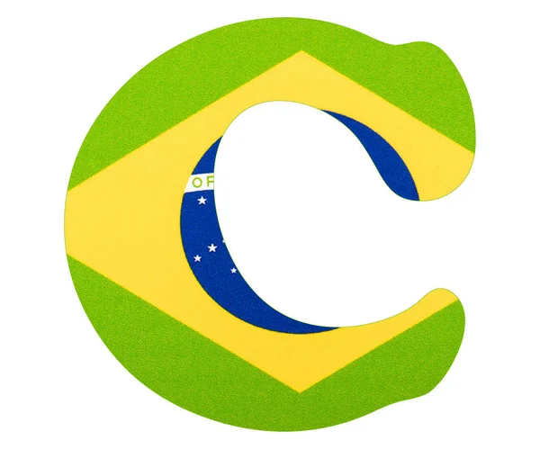 Lettera C Bandiera del Brasile. Fondo bianco — Foto Stock