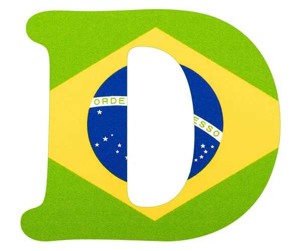 Lettera D Bandiera del Brasile. Fondo bianco — Foto Stock