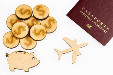 Seyahat etmek - kavram tasarruf. Beyaz arka plan