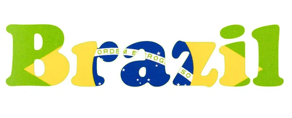 Bandiera Brasile. Brasile testo lettering con bandiera illustrazione . — Foto Stock