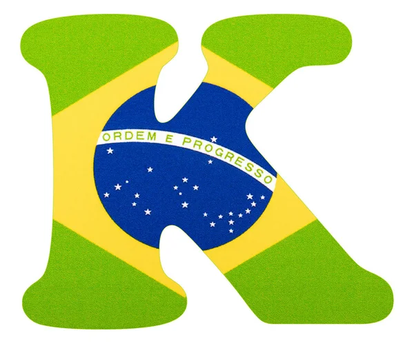 K betű az ábécé-Brazília zászlaja. Fehér háttér — Stock Fotó