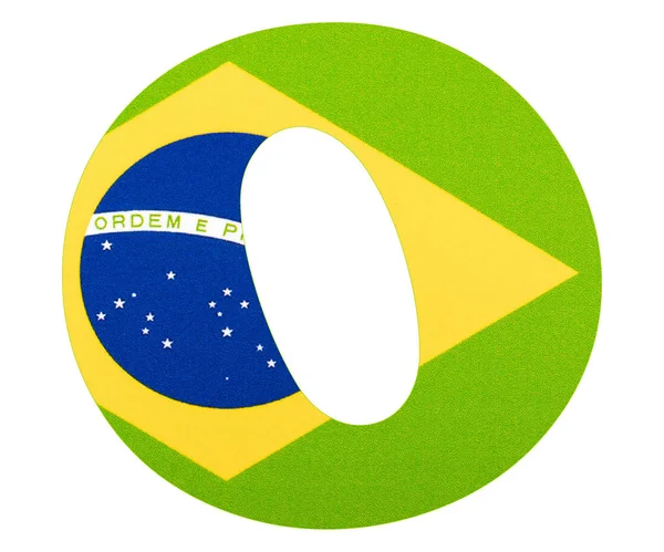 Lettera O dell'alfabeto - Bandiera del Brasile. Fondo bianco — Foto Stock